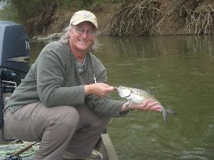 Jan with fly caugth shad