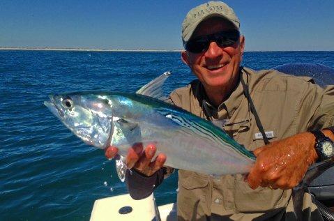 Fred David first Albie on Fly Cape lookout NC aboard vessel Fly Reel with Captain Jake Jordan