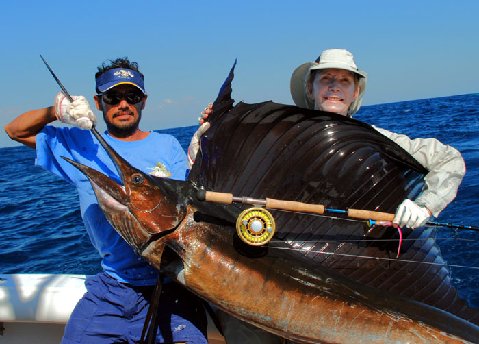 Helen's first Sailfish on Fly
