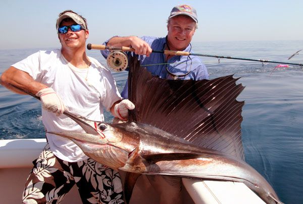 Casa Vieja Client Mark Toland gets Guatemalan Lap Dance from fly caught sailfish at The Sailfish School.