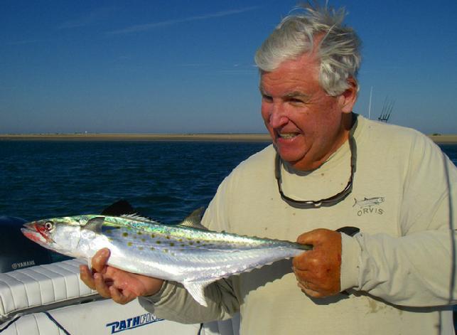 Spanish Mackerel on fly, August 2010, aboard "Fly Reel", Harkers Island,Cape Lookout, North Carolina
