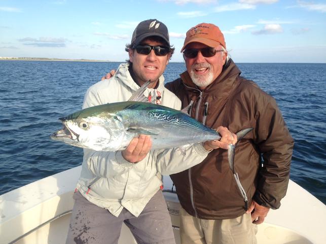 Lyn and Todd Turner big Albie on fly aboard Fly Reel October 2013 Captain Jake Jordan Photo