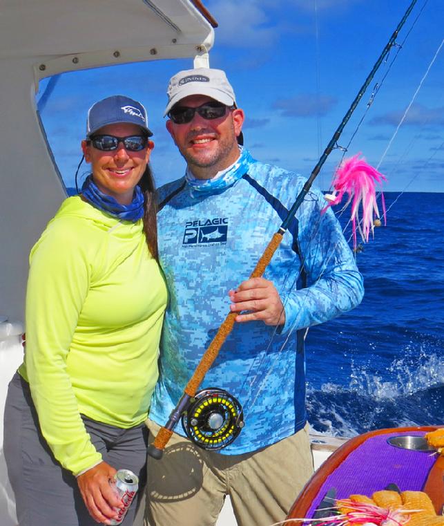 Diane and Chris O'Neill aboard Dragin Fly,CR Blue Marlin Fly Fishing School 2016