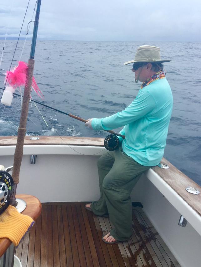 "Costa Rica Blue Marlin Fly Fishing School" Danny Cline fighting Blue Marlin, June 22, 2017, vessel "Dragin Fly"